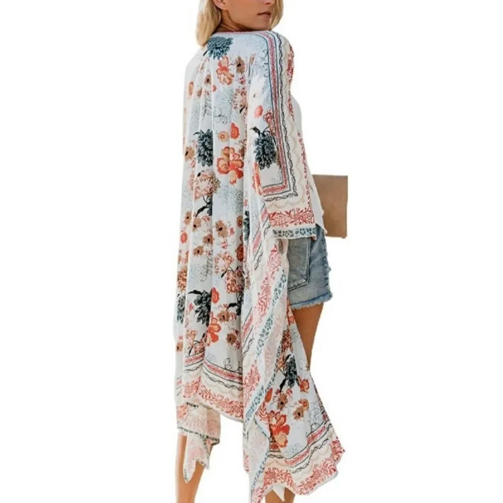 Boho Floral Kimono Duster Cardigan Top - Picture 4 of 7